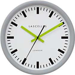 Grey Swiss Station Clock with Baton Lime Hands  - 30cm